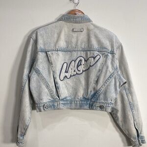 Vintage L.A. Gear Cropped Denim Jacket Star Patch street wear